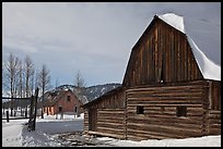 Moulton barn and house in winter. Grand Teton National Park, Wyoming, USA. (color)