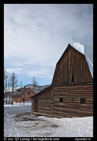 Wooden barn and house, Moulton homestead. Grand Teton National Park, Wyoming, USA.