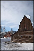 Wooden barn and house, Moulton homestead. Grand Teton National Park, Wyoming, USA.