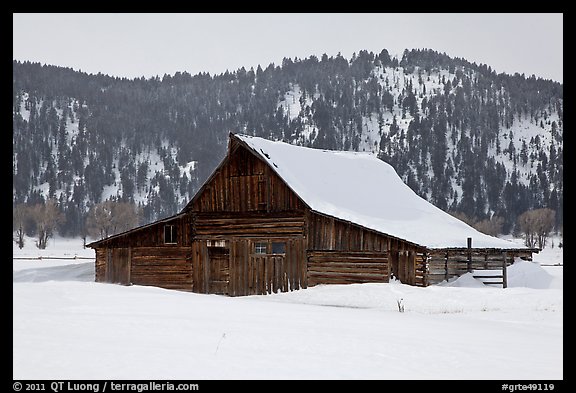 Thomas Alma and Lucille Moulton Homestead, winter. Grand Teton National Park (color)