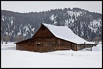 Thomas Alma and Lucille Moulton Homestead, winter. Grand Teton National Park, Wyoming, USA.