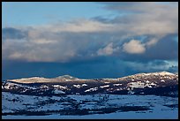 Late light on hills in winter. Grand Teton National Park, Wyoming, USA.