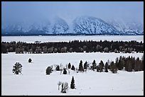 Snake River plain and Teton Range foothills in winter. Grand Teton National Park ( color)