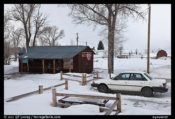 Kelly in winter. Grand Teton National Park, Wyoming, USA.