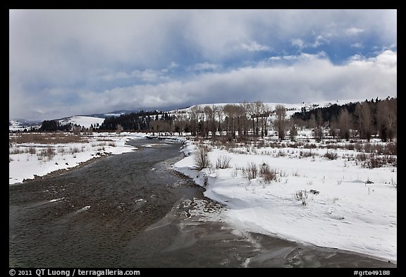 Gros Ventre River in winter. Grand Teton National Park, Wyoming, USA.