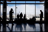 Looking out Jackson Hole Airport lobby. Grand Teton National Park, Wyoming, USA. (color)