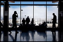 Looking out Jackson Hole Airport lobby. Grand Teton National Park, Wyoming, USA.