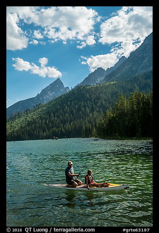 Family kayaking, String Lake. Grand Teton National Park (color)
