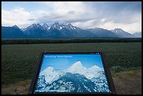 Shrinking Teton Glaciers interpretive sign. Grand Teton National Park, Wyoming, USA.