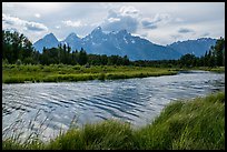 Teton Range in summer from Schwabacher Landing, afternoon. Grand Teton National Park ( color)