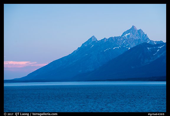 Grand Teton from Jackson Lake, dusk. Grand Teton National Park (color)