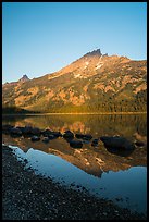 Tetons reflected in Jenny Lake, sunrise. Grand Teton National Park ( color)