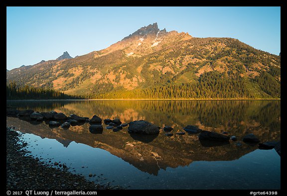 Grand Teton reflected in Jenny Lake. Grand Teton National Park (color)