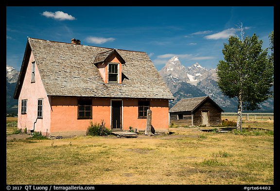 Pioneer buildings, Mormon Row. Grand Teton National Park (color)