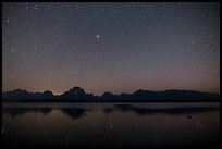 Stars and Mt Moran reflected in Jackson Lake. Grand Teton National Park ( color)