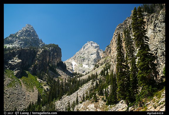 Garnet Canyon with Nez Perce and Middle Teton. Grand Teton National Park (color)