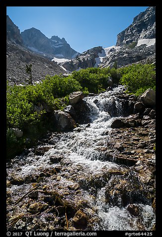 Cascading mountain stream, Garnet Canyon. Grand Teton National Park (color)