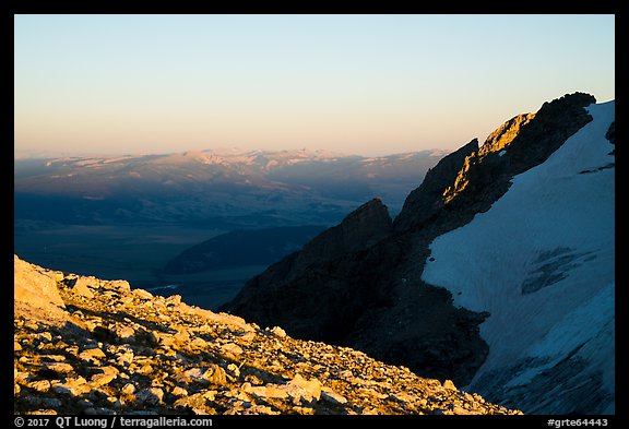 Looking east from Lower Saddle at sunset. Grand Teton National Park (color)