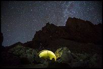Camp at Lower Saddle and Grand Teton at night. Grand Teton National Park ( color)