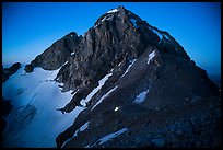 Middle Teton at night, with lights from climbers approaching. Grand Teton National Park ( color)