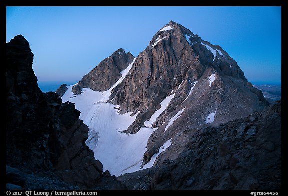 Middle Teton seen from Grand Teton, dawn. Grand Teton National Park (color)