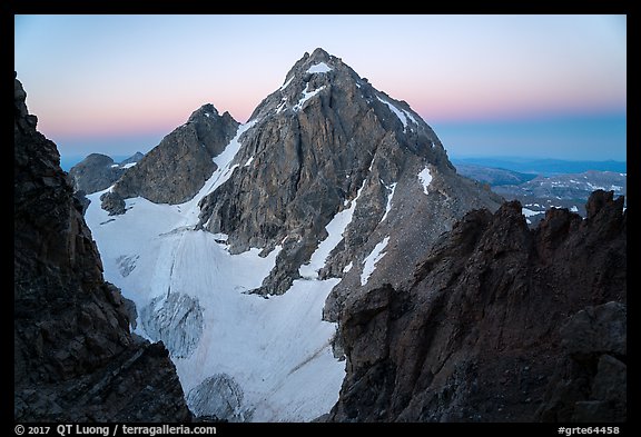 Middle Teton from Grand Teton, earth shadow. Grand Teton National Park (color)