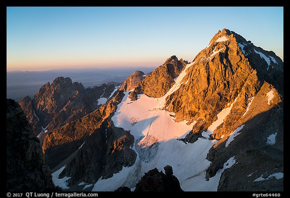 Middle Teton from Grand Teton, sunrise. Grand Teton National Park (color)