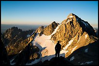 Mountaineer sihouette in front of Middle Teton. Grand Teton National Park ( color)