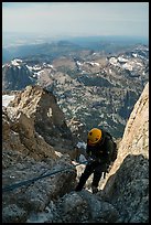 Climber rappels down Sargeant's Chimney on Grand Teton. Grand Teton National Park ( color)