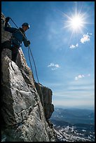 Climber preparing for rappel on Grand Teton. Grand Teton National Park ( color)