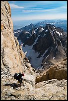 Descending Grand Teton towards Lower Saddle. Grand Teton National Park ( color)