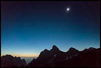 Solar eclipse above the Tetons, begining of totality. Grand Teton National Park, Wyoming, USA.