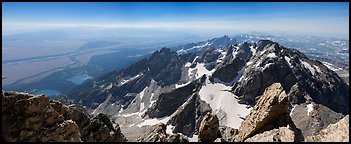 Jackson Hole and Tetons from Grand Teton. Grand Teton National Park (Panoramic color)