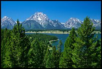 Teton range and Jackson Lake seen from Signal Mountain. Grand Teton National Park, Wyoming, USA.