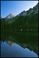 Leigh Lake with Tetons reflected, sunset. Grand Teton National Park ( color)