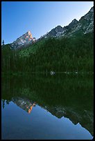 Leigh Lake with Tetons reflected, sunset. Grand Teton National Park, Wyoming, USA.