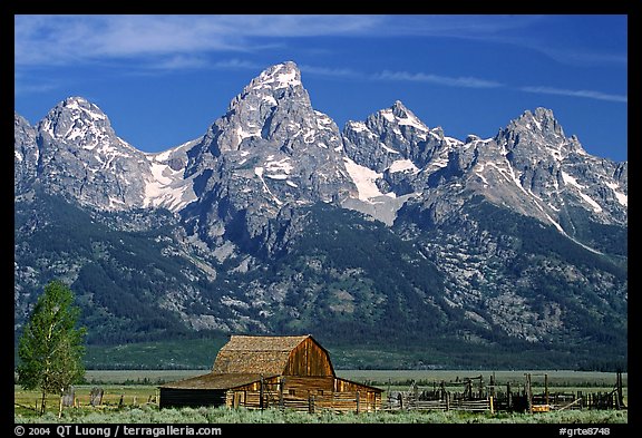 Moulton Barn and Grand Tetons, morning. Grand Teton National Park (color)