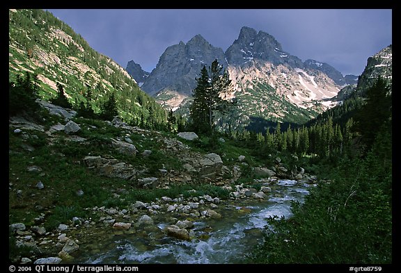 Tetons and Cascade Creek, afternoon storm. Grand Teton National Park (color)