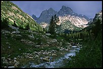 Tetons and Cascade Creek, afternoon storm. Grand Teton National Park, Wyoming, USA.