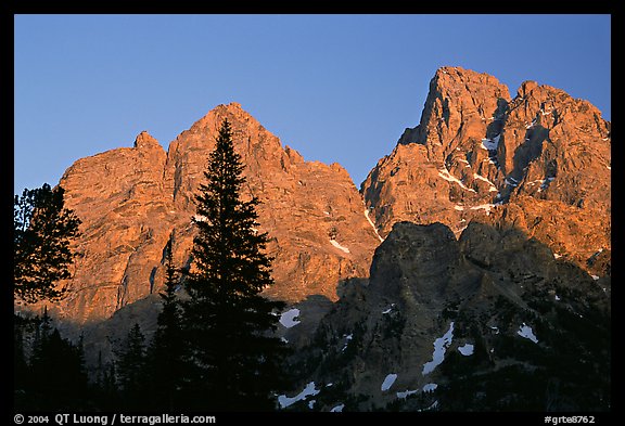 Mt Owen and Tetons at sunset seen from the North. Grand Teton National Park, Wyoming, USA.