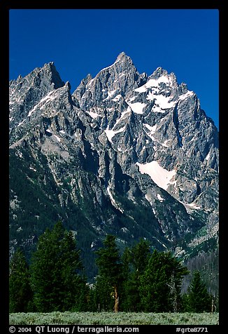 Rocky peaks of Cathedral group, morning. Grand Teton National Park, Wyoming, USA.