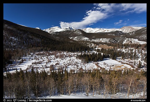 Mountain landscape in late winter. Rocky Mountain National Park, Colorado, USA.