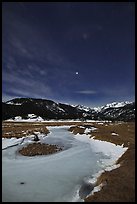 Moraine Park by moonlight. Rocky Mountain National Park, Colorado, USA.