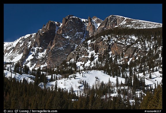 Hallet Peak in winter. Rocky Mountain National Park, Colorado, USA.