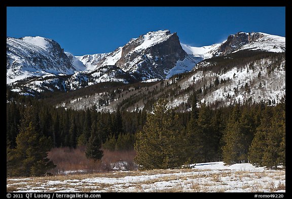 Hallet Peak and Flattop Mountain in late winter. Rocky Mountain National Park (color)