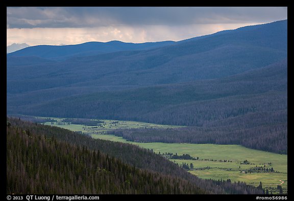 Kawuneeche Valley and storm. Rocky Mountain National Park, Colorado, USA.