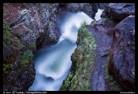 Creek in narrow gorge below Adams Falls. Rocky Mountain National Park, Colorado, USA.