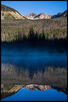 Never Summer Mountains reflected in beaver pond. Rocky Mountain National Park, Colorado, USA.