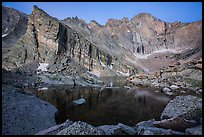 Longs Peak above Chasm Lake at dawn. Rocky Mountain National Park, Colorado, USA. (color)