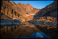 Longs Peak above Chasm Lake at sunrise. Rocky Mountain National Park, Colorado, USA.